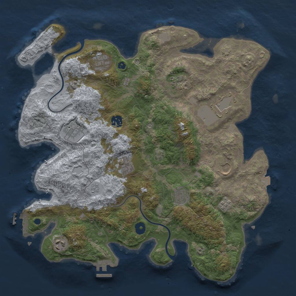 Rust Map: Procedural Map, Size: 3850, Seed: 26932124, 16 Monuments