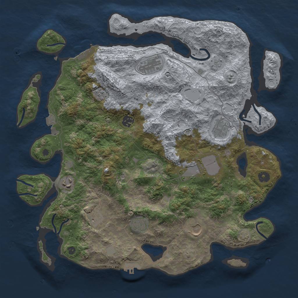 Rust Map: Procedural Map, Size: 3900, Seed: 33232742, 17 Monuments