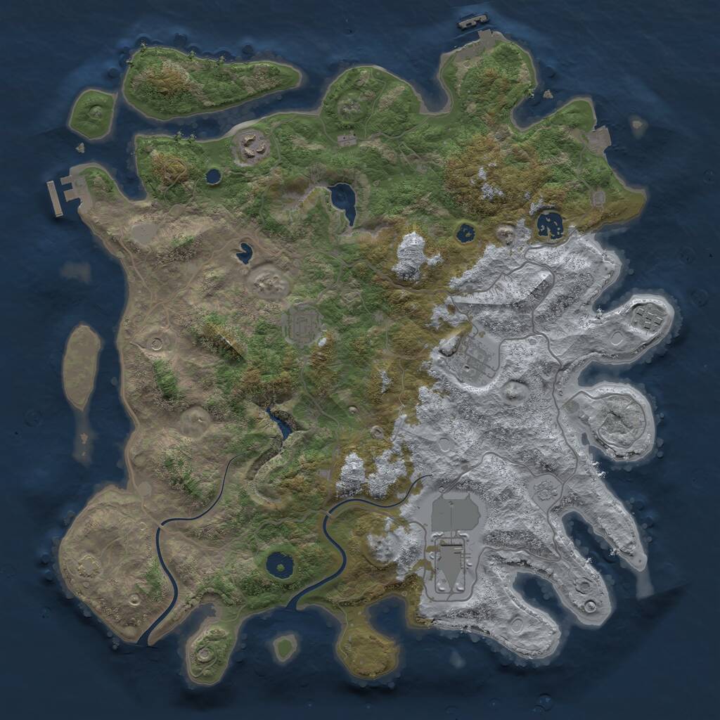 Rust Map: Procedural Map, Size: 4000, Seed: 44717756, 12 Monuments