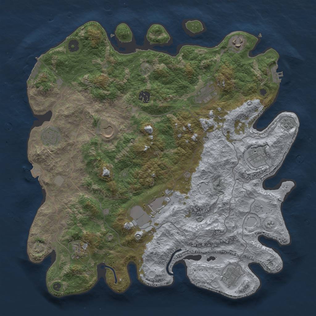 Rust Map: Procedural Map, Size: 4000, Seed: 83259823, 18 Monuments