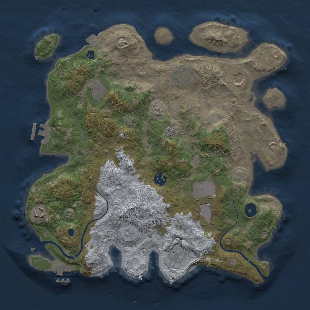 Rust Map: Procedural Map, Size: 3600, Seed: 30264335, 14 Monuments