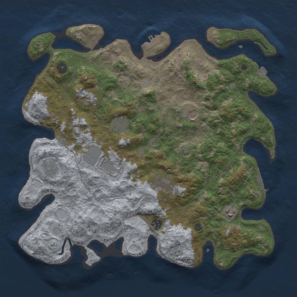Rust Map: Procedural Map, Size: 4100, Seed: 14872198, 17 Monuments