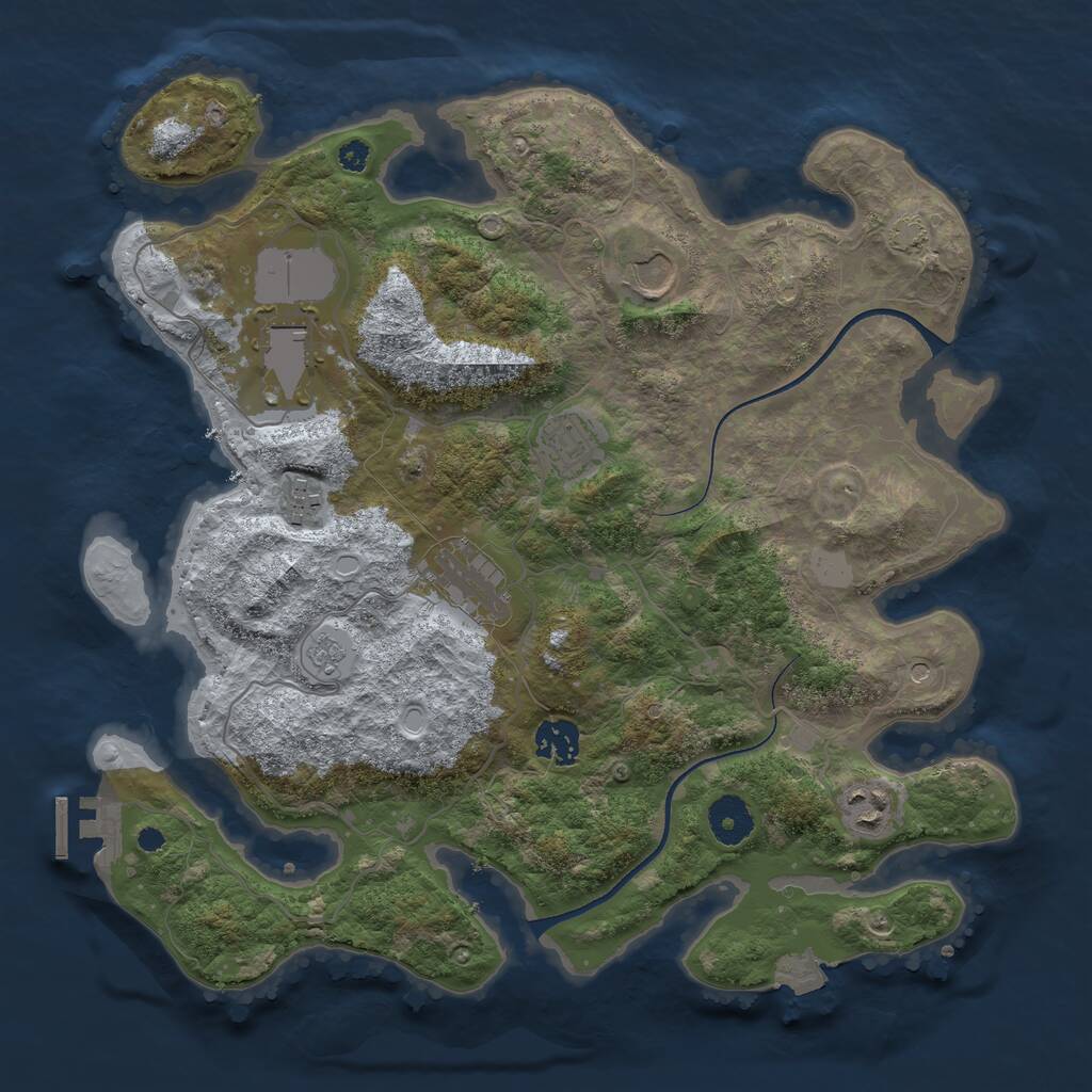 Rust Map: Procedural Map, Size: 3550, Seed: 20890834, 12 Monuments