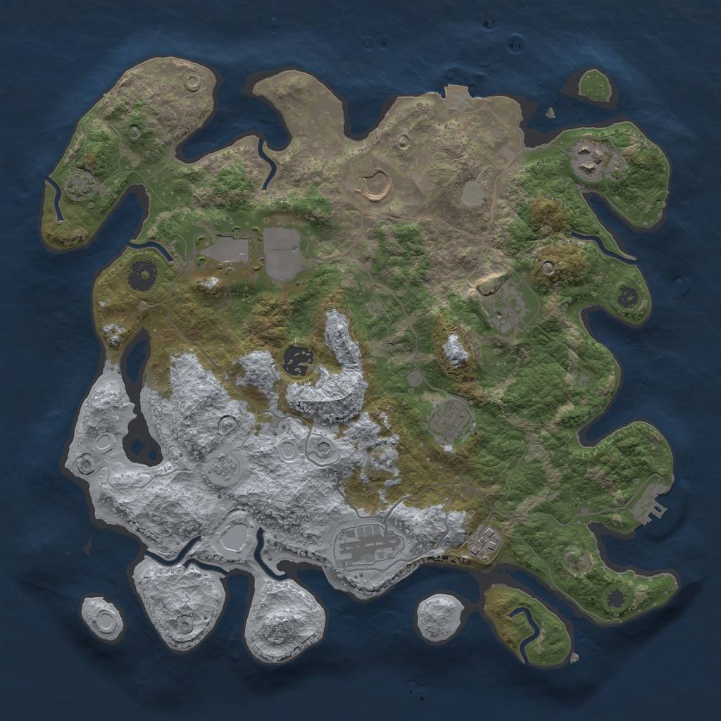 Rust Map: Procedural Map, Size: 3550, Seed: 29051001, 15 Monuments