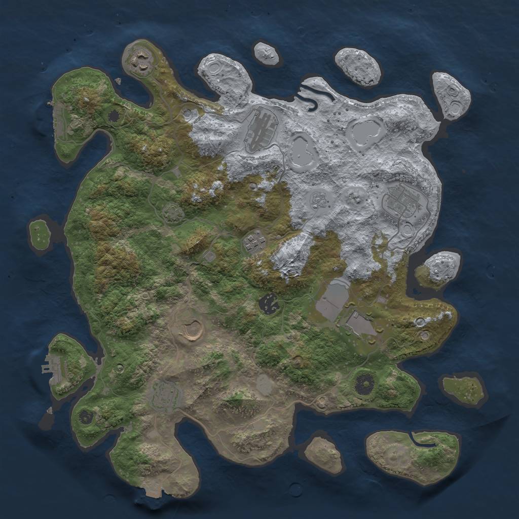 Rust Map: Procedural Map, Size: 3800, Seed: 737476, 16 Monuments