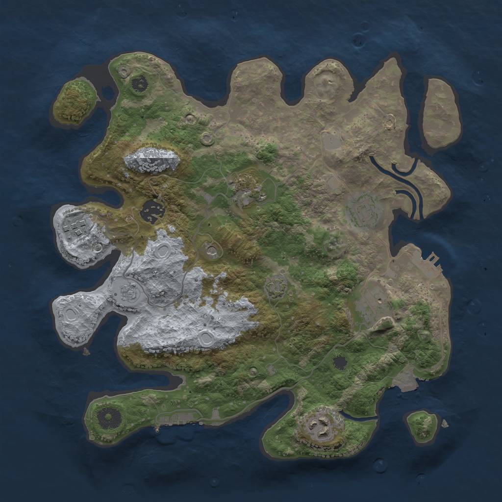 Rust Map: Procedural Map, Size: 3250, Seed: 26628, 14 Monuments