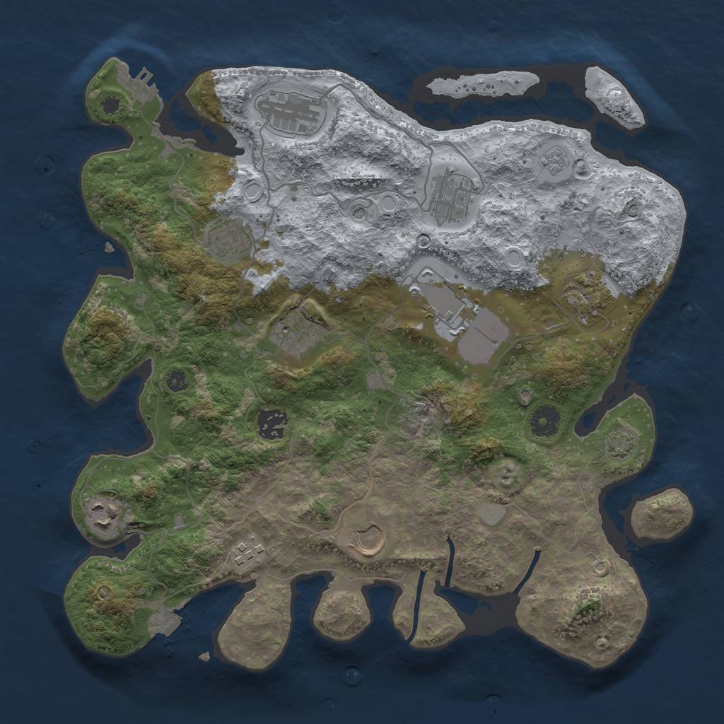 Rust Map: Procedural Map, Size: 3500, Seed: 87618565, 17 Monuments