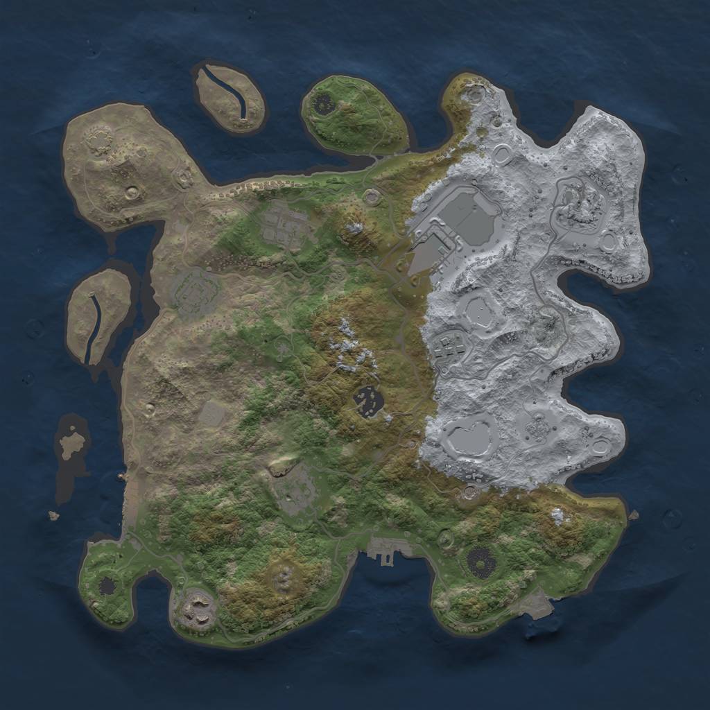 Rust Map: Procedural Map, Size: 3500, Seed: 320376955, 16 Monuments