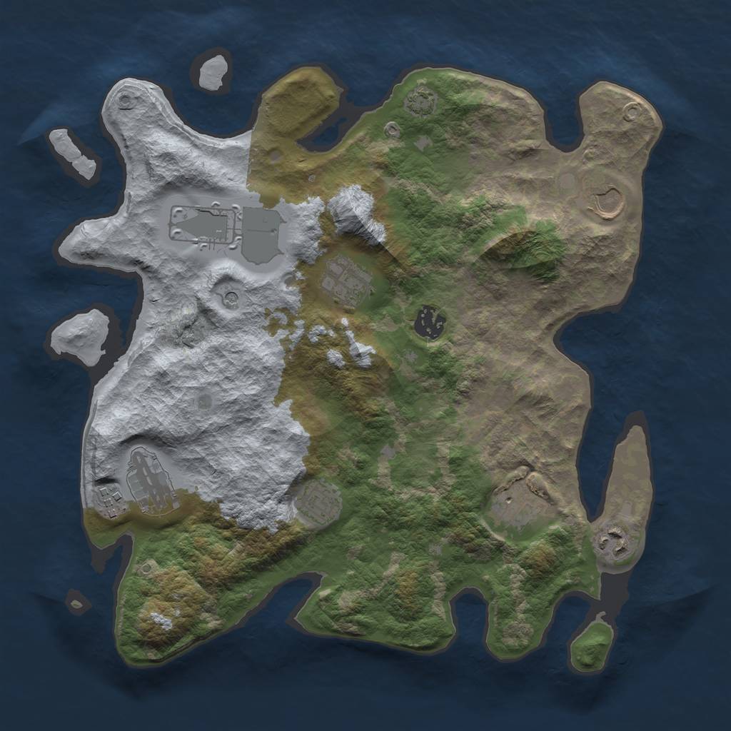 Rust Map: Barren, Size: 3500, Seed: 934, 13 Monuments