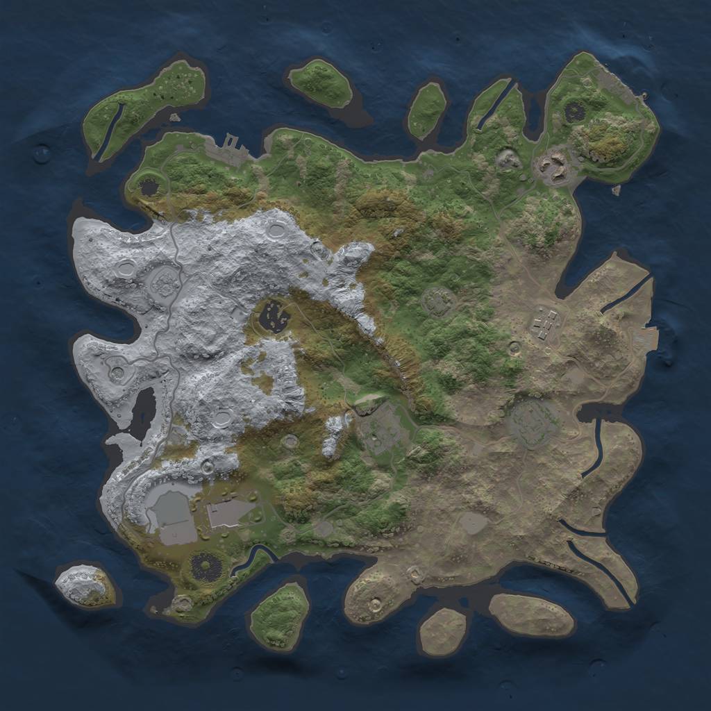 Rust Map: Procedural Map, Size: 3500, Seed: 79643695, 14 Monuments