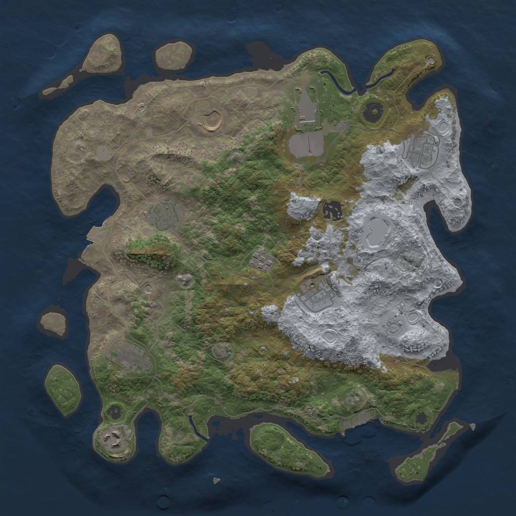 Rust Map: Procedural Map, Size: 3800, Seed: 90336577, 16 Monuments