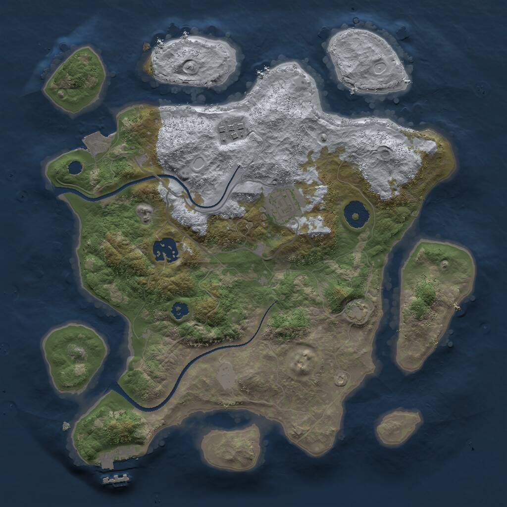 Rust Map: Procedural Map, Size: 3000, Seed: 1082083325, 6 Monuments