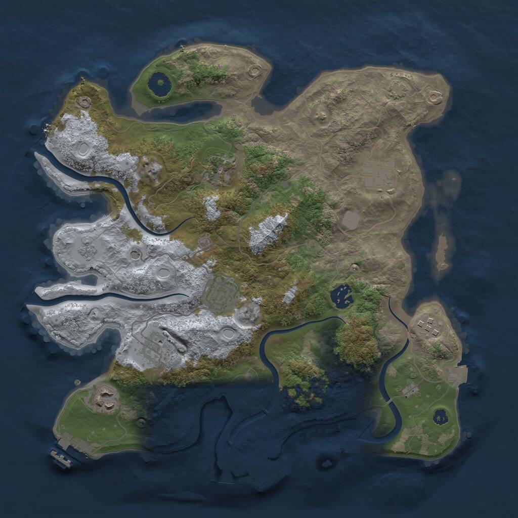 Rust Map: Procedural Map, Size: 3400, Seed: 76943081, 13 Monuments