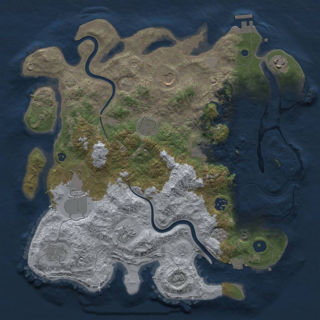 Rust Map: Procedural Map, Size: 3750, Seed: 38812754, 15 Monuments