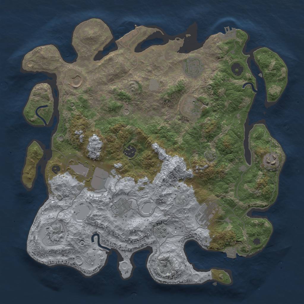 Rust Map: Procedural Map, Size: 3750, Seed: 38812754, 18 Monuments