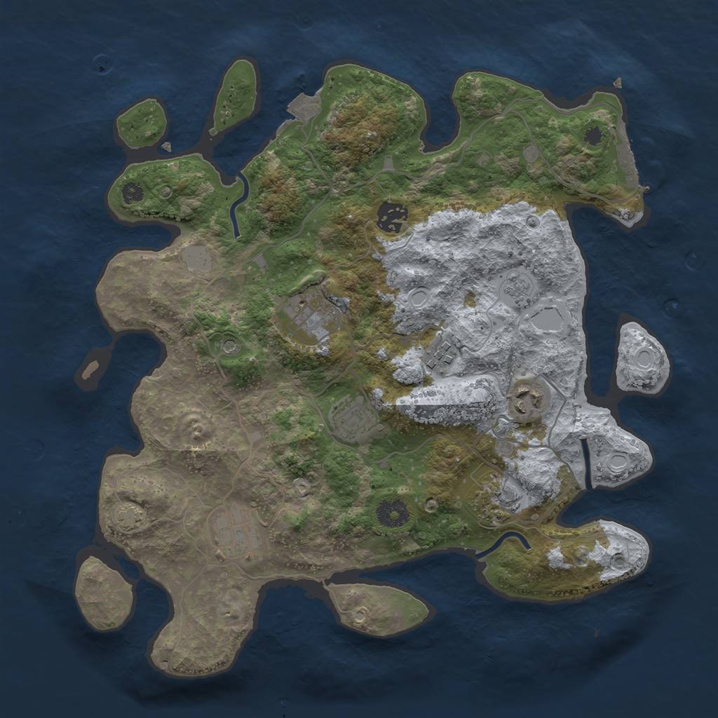 Rust Map: Procedural Map, Size: 3450, Seed: 74846341, 14 Monuments
