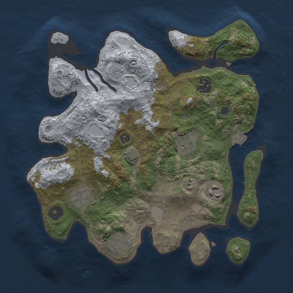 Rust Map: Procedural Map, Size: 3000, Seed: 258715756, 11 Monuments