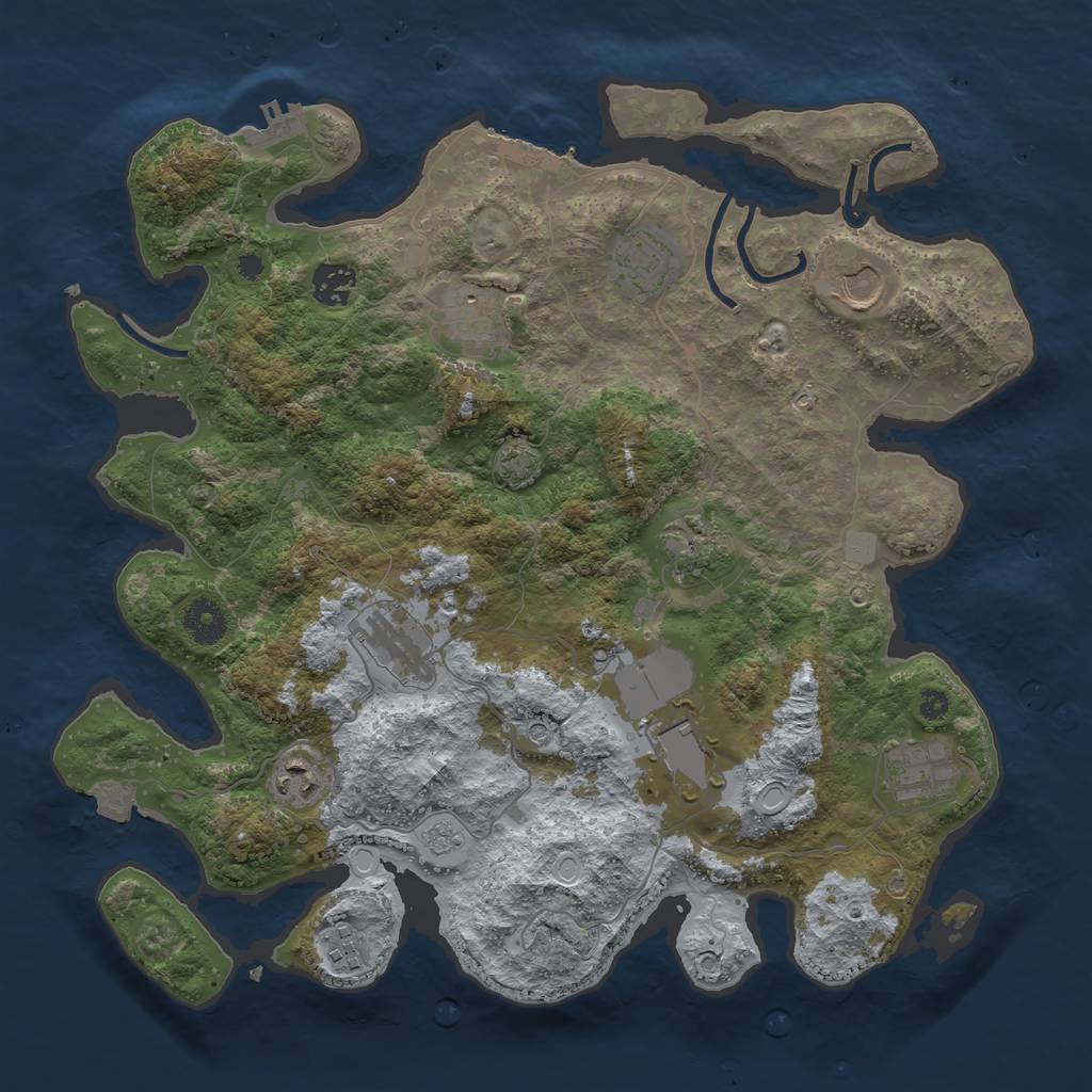 Rust Map: Procedural Map, Size: 3700, Seed: 51017710, 18 Monuments