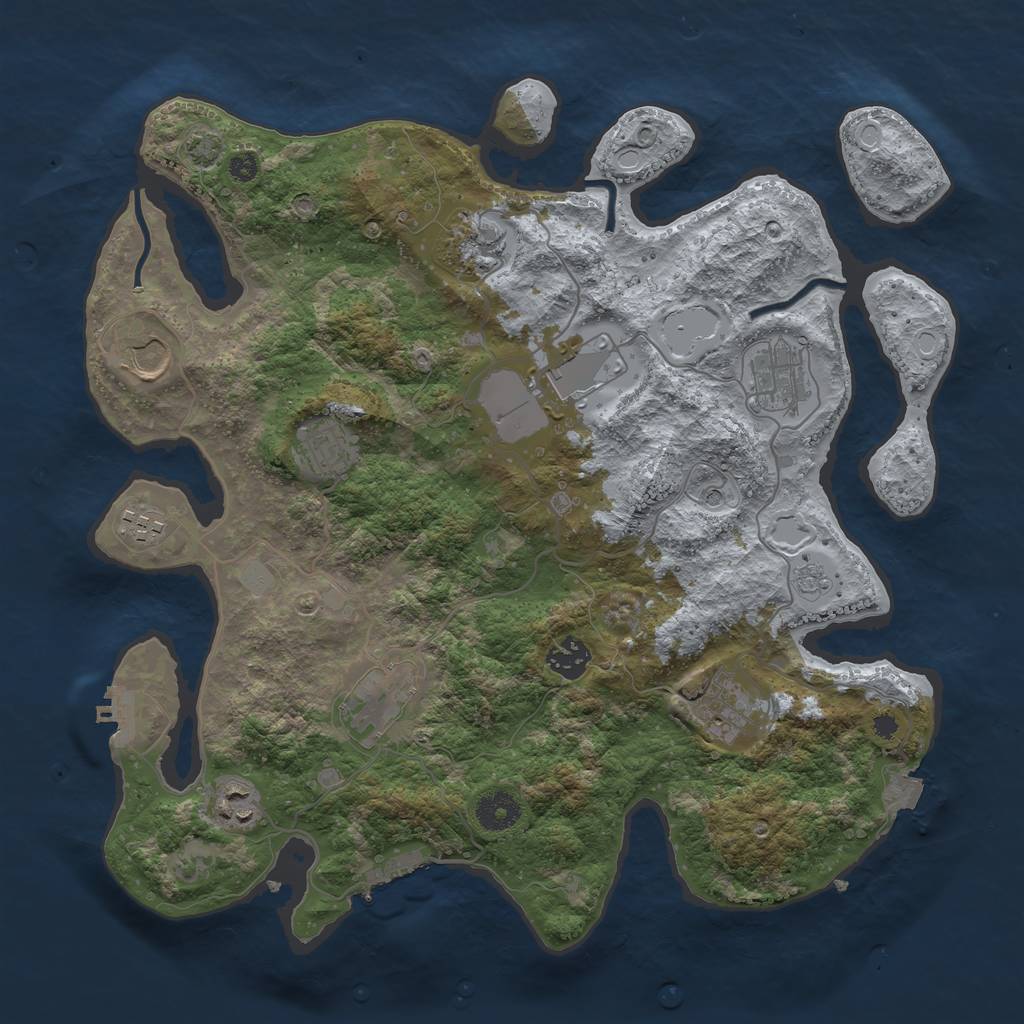 Rust Map: Procedural Map, Size: 3700, Seed: 80941295, 18 Monuments
