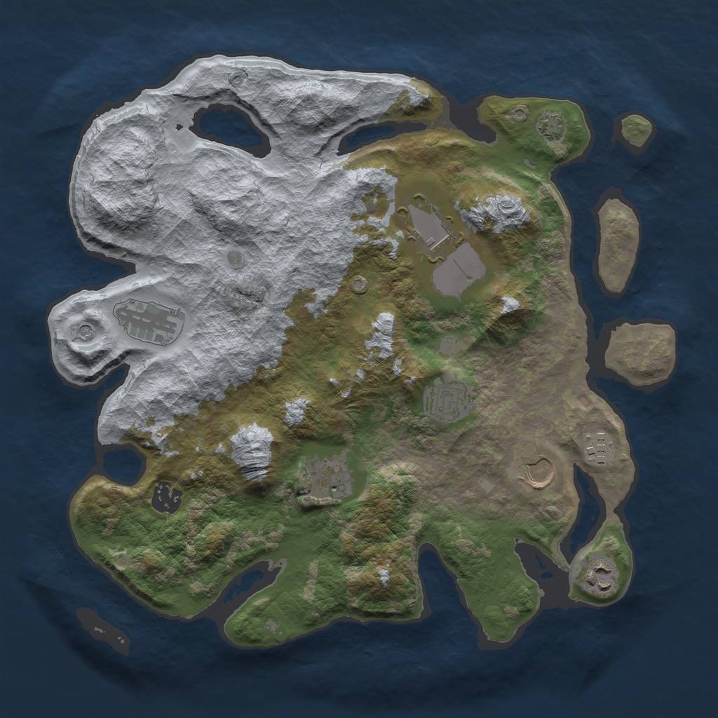 Rust Map: Barren, Size: 3500, Seed: 1577631611, 12 Monuments