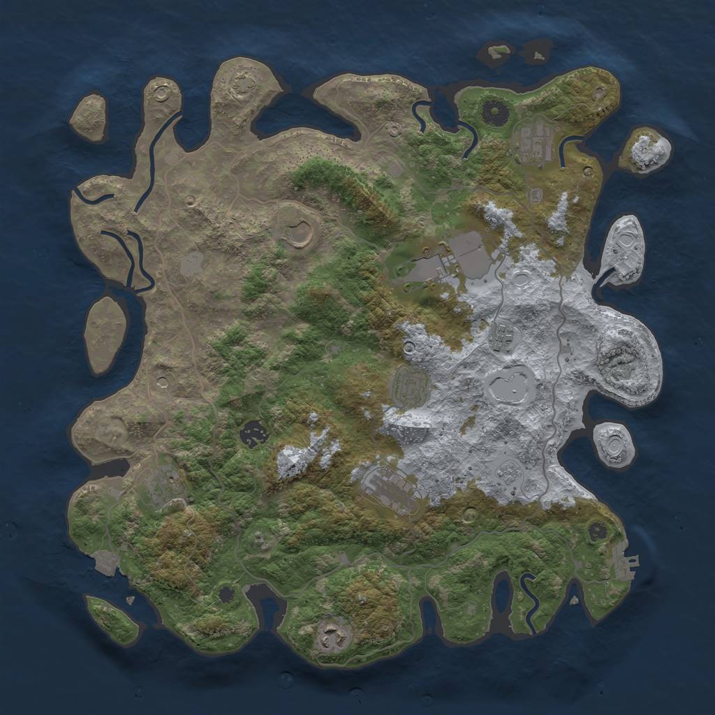 Rust Map: Procedural Map, Size: 4000, Seed: 714513498, 16 Monuments
