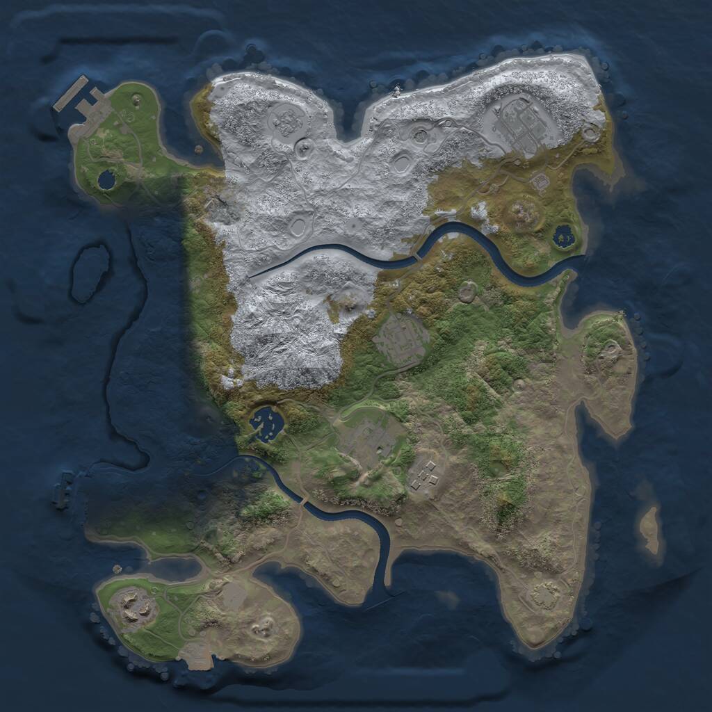 Rust Map: Procedural Map, Size: 3250, Seed: 1626364997, 12 Monuments