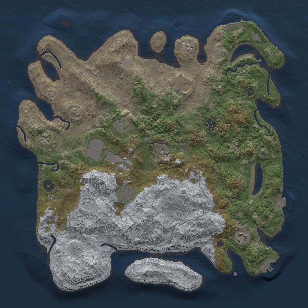 Rust Map: Procedural Map, Size: 4000, Seed: 652592461, 17 Monuments