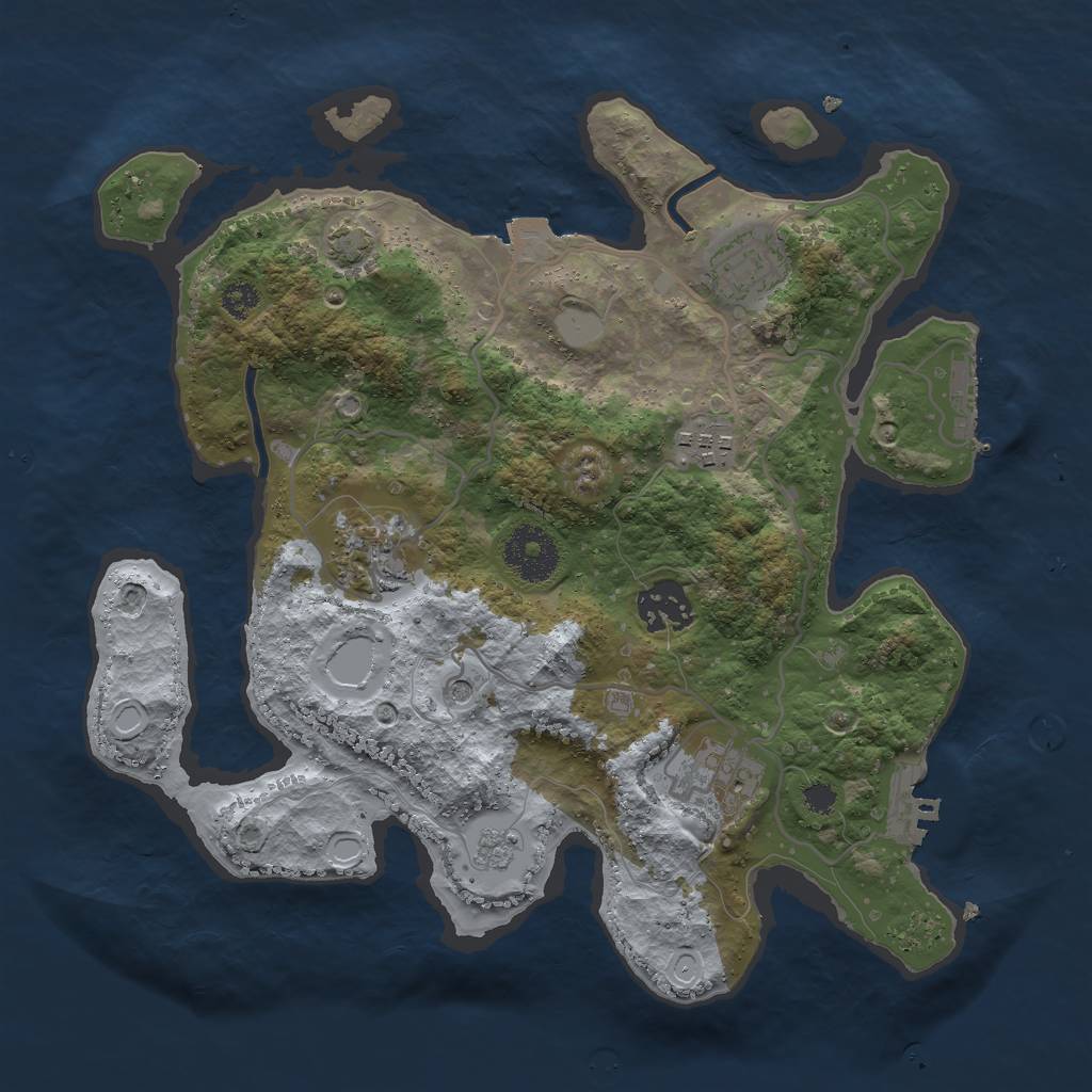 Rust Map: Procedural Map, Size: 3000, Seed: 47872863, 13 Monuments