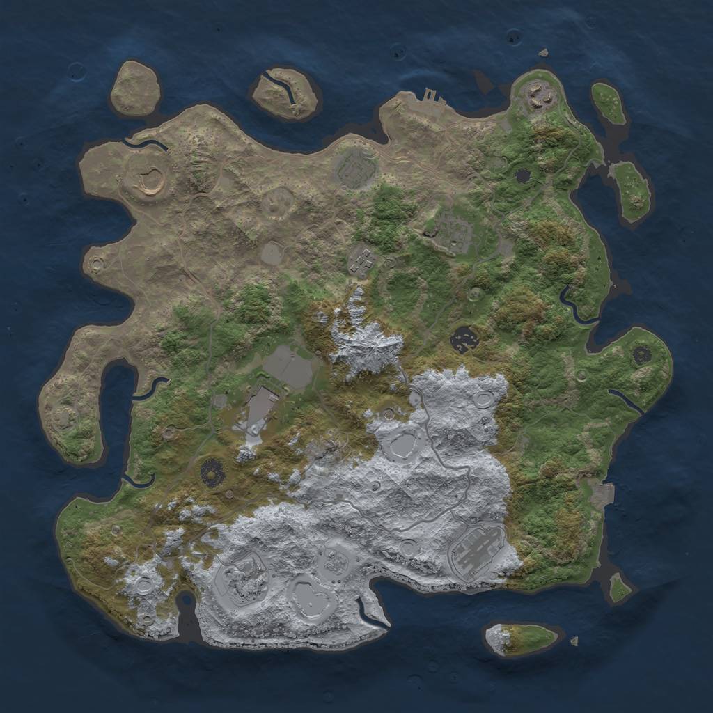 Rust Map: Procedural Map, Size: 4000, Seed: 480546275, 16 Monuments