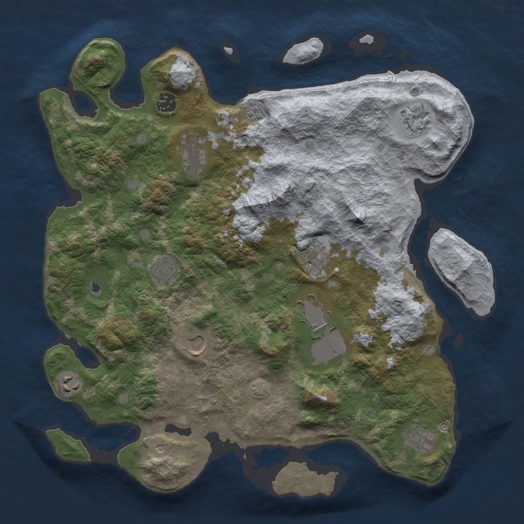Rust Map: Barren, Size: 4000, Seed: 189510097, 14 Monuments