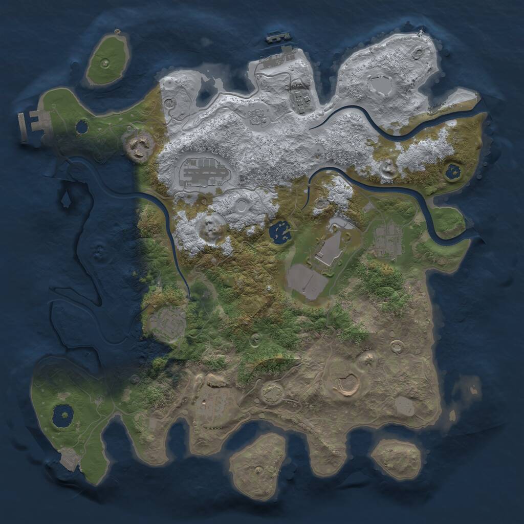 Rust Map: Procedural Map, Size: 3500, Seed: 845904669, 15 Monuments