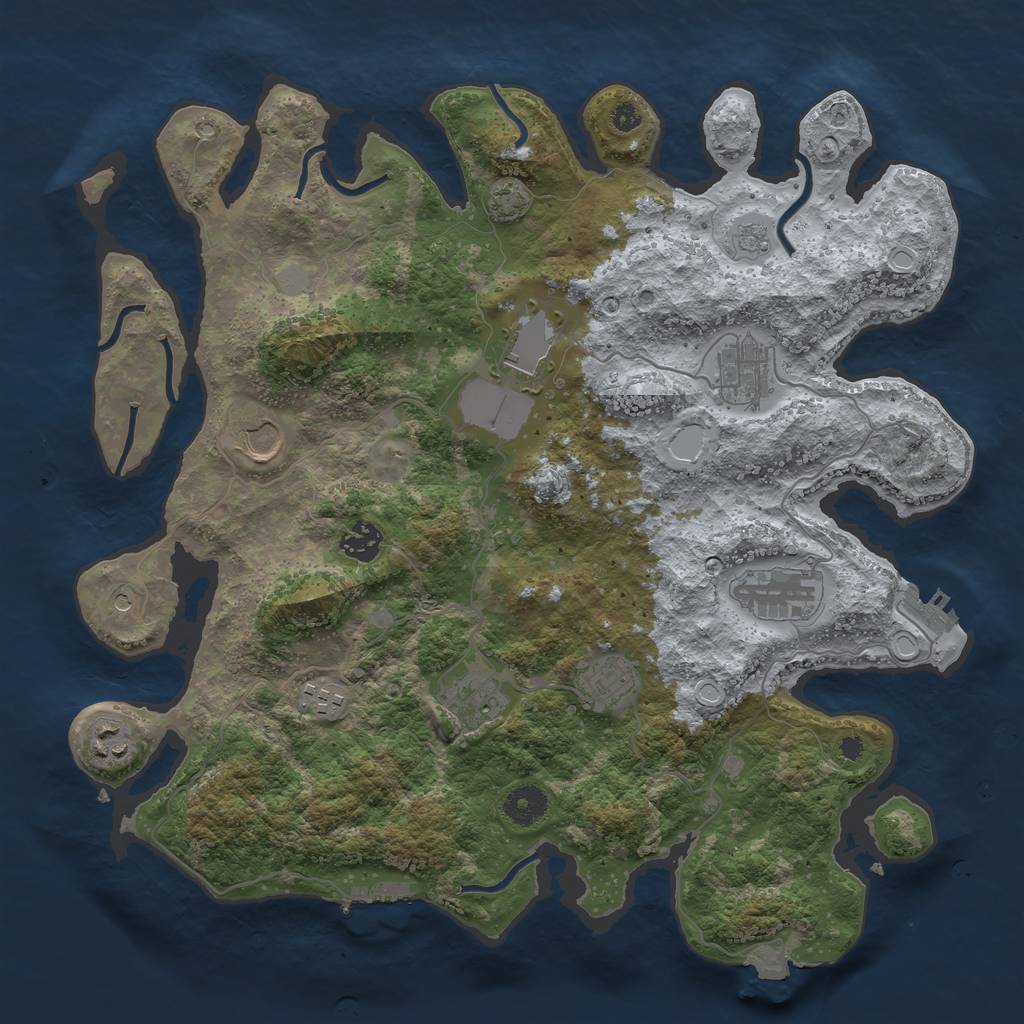 Rust Map: Procedural Map, Size: 3800, Seed: 26256337, 17 Monuments