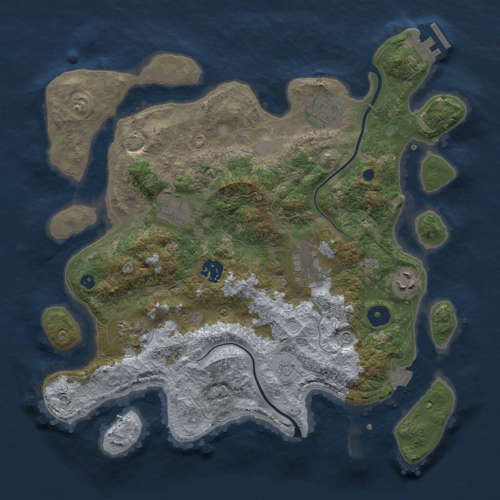 Rust Map: Procedural Map, Size: 3450, Seed: 98746190, 11 Monuments