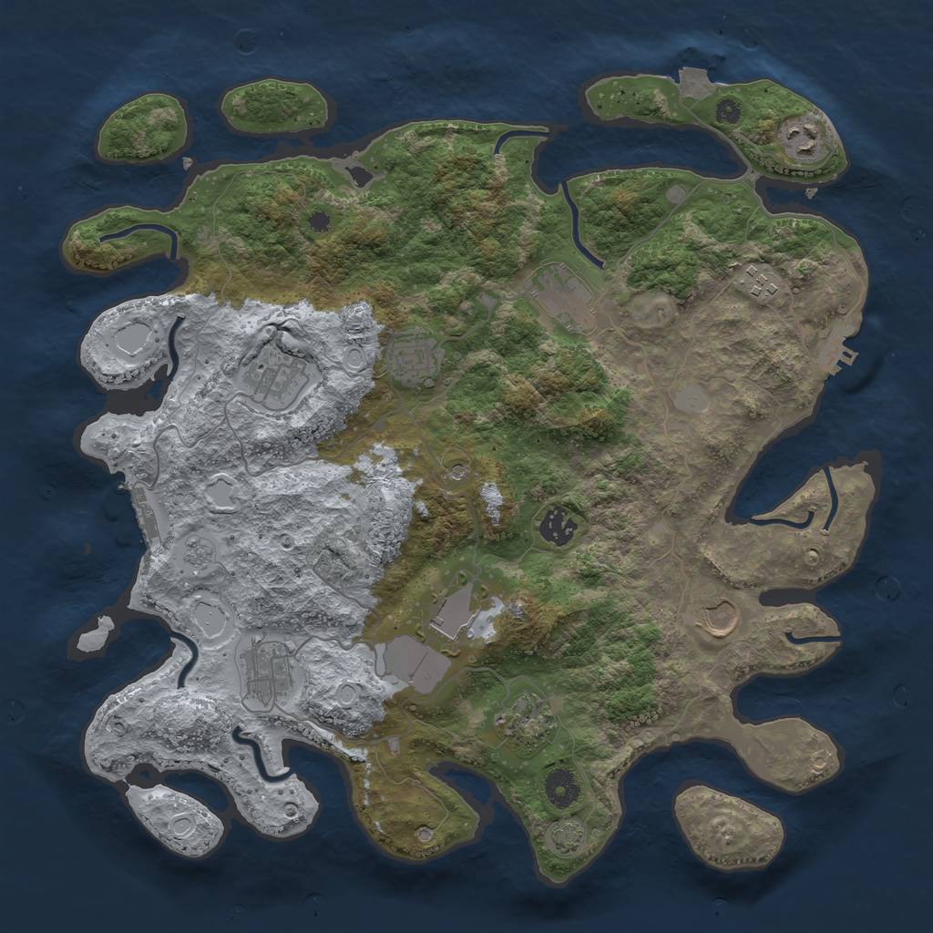 Rust Map: Procedural Map, Size: 3850, Seed: 18015220, 18 Monuments
