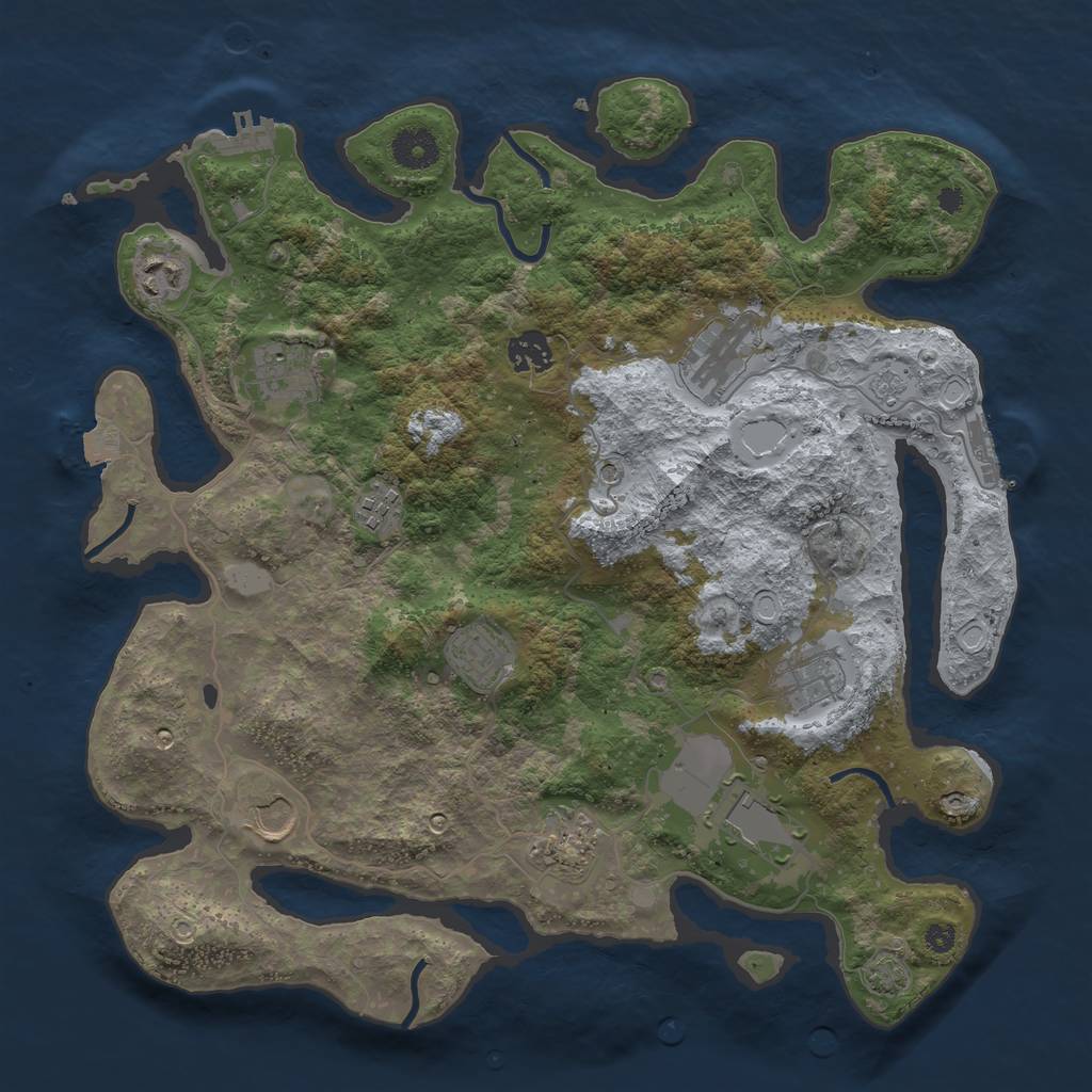 Rust Map: Procedural Map, Size: 3700, Seed: 4404088, 18 Monuments