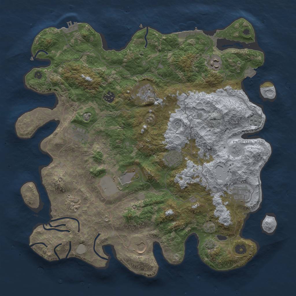 Rust Map: Procedural Map, Size: 4000, Seed: 30108630, 18 Monuments