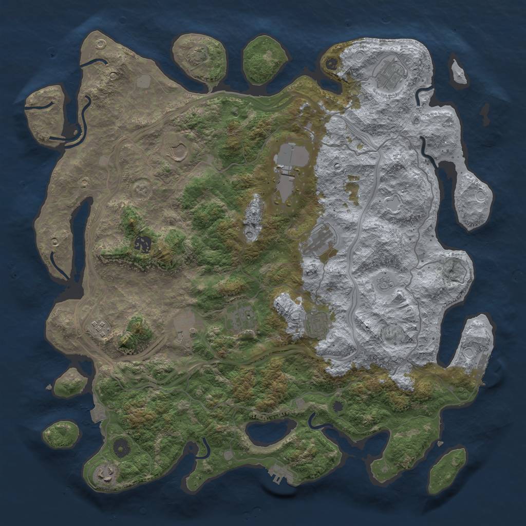 Rust Map: Procedural Map, Size: 4400, Seed: 822278, 18 Monuments