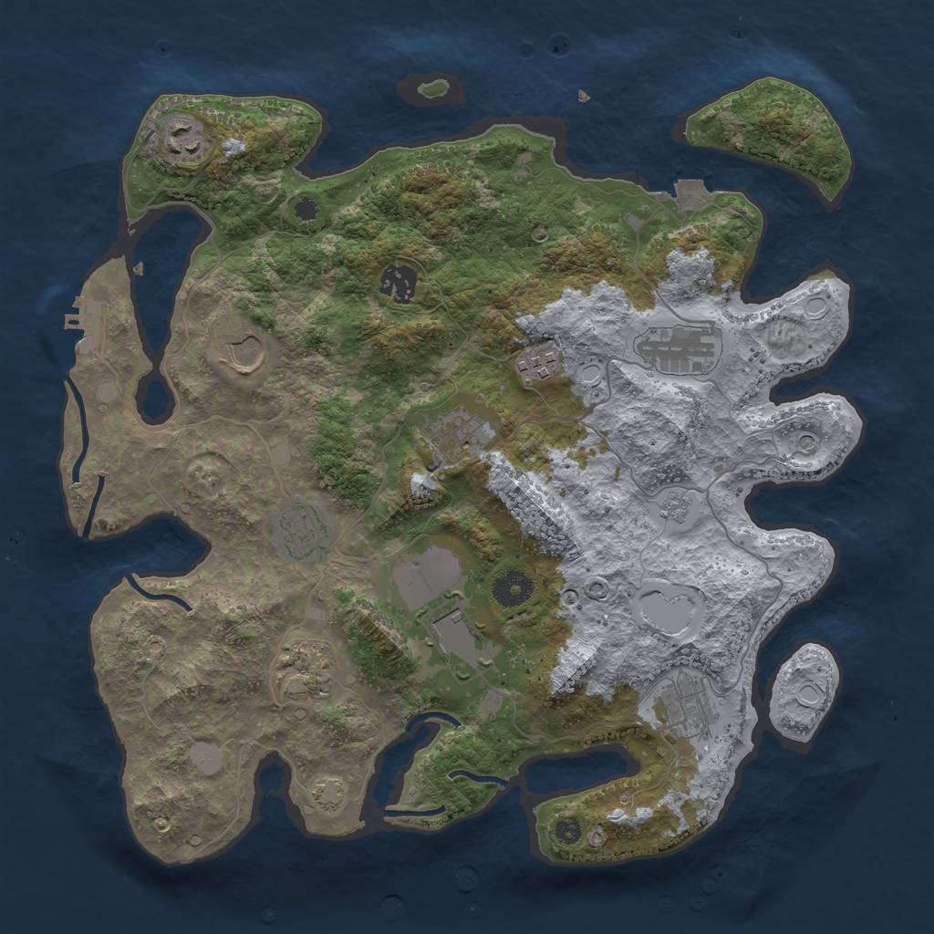 Rust Map: Procedural Map, Size: 3650, Seed: 5003575, 17 Monuments