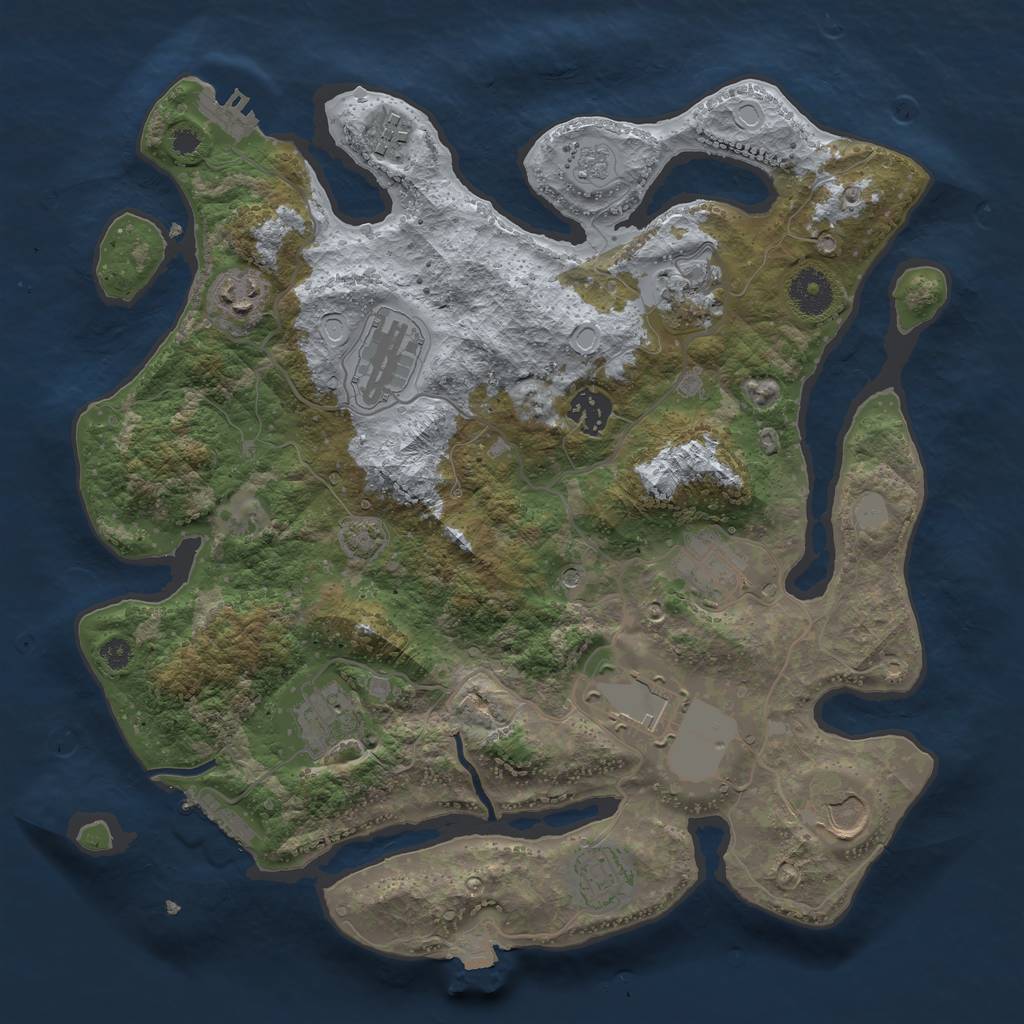Rust Map: Procedural Map, Size: 3500, Seed: 1228910466, 18 Monuments