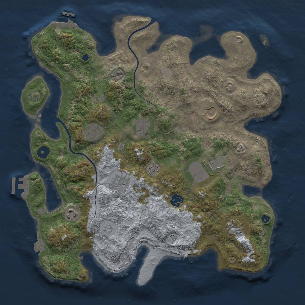 Rust Map: Procedural Map, Size: 3750, Seed: 34843660, 15 Monuments