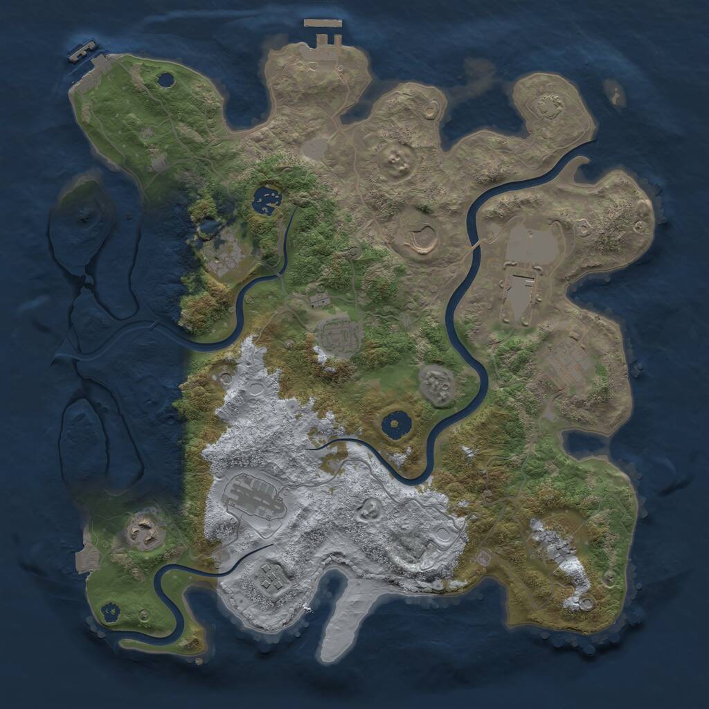 Rust Map: Procedural Map, Size: 3750, Seed: 34843660, 15 Monuments