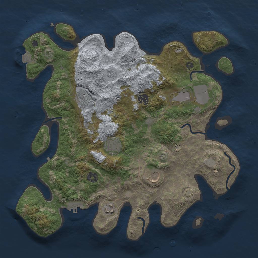 Rust Map: Procedural Map, Size: 3500, Seed: 93587384, 12 Monuments