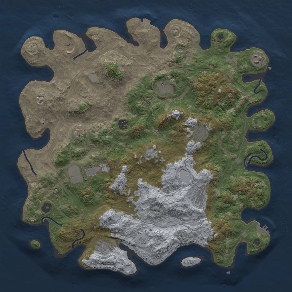 Rust Map: Procedural Map, Size: 4400, Seed: 39268569, 17 Monuments