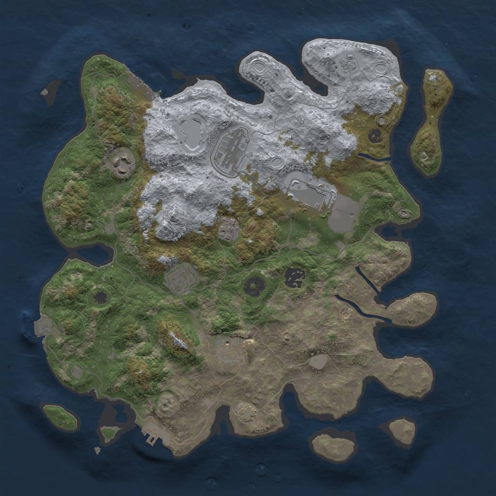 Rust Map: Procedural Map, Size: 3550, Seed: 91026544, 14 Monuments
