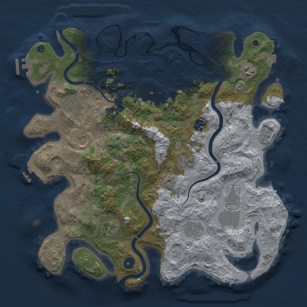 Rust Map: Procedural Map, Size: 3950, Seed: 6668288, 16 Monuments