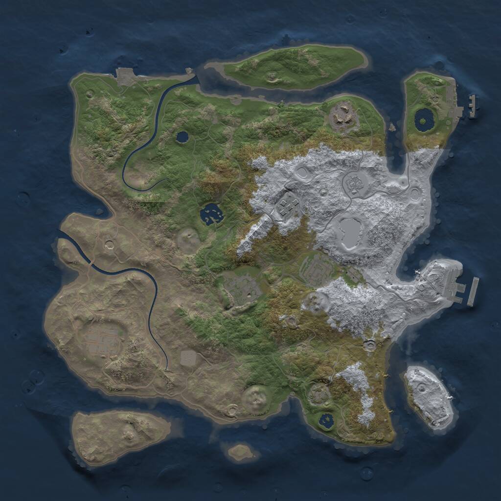 Rust Map: Procedural Map, Size: 3450, Seed: 88356322, 12 Monuments