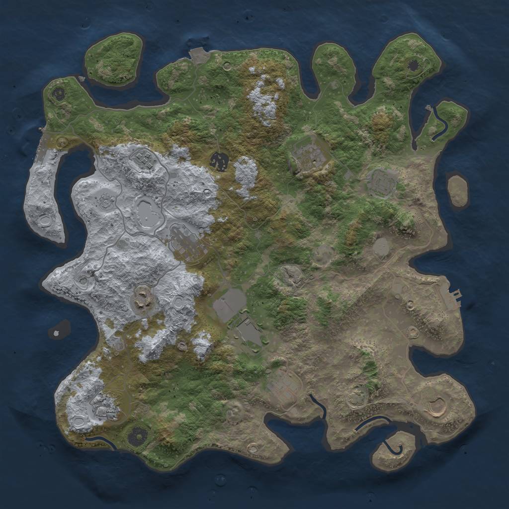 Rust Map: Procedural Map, Size: 3950, Seed: 53640790, 18 Monuments