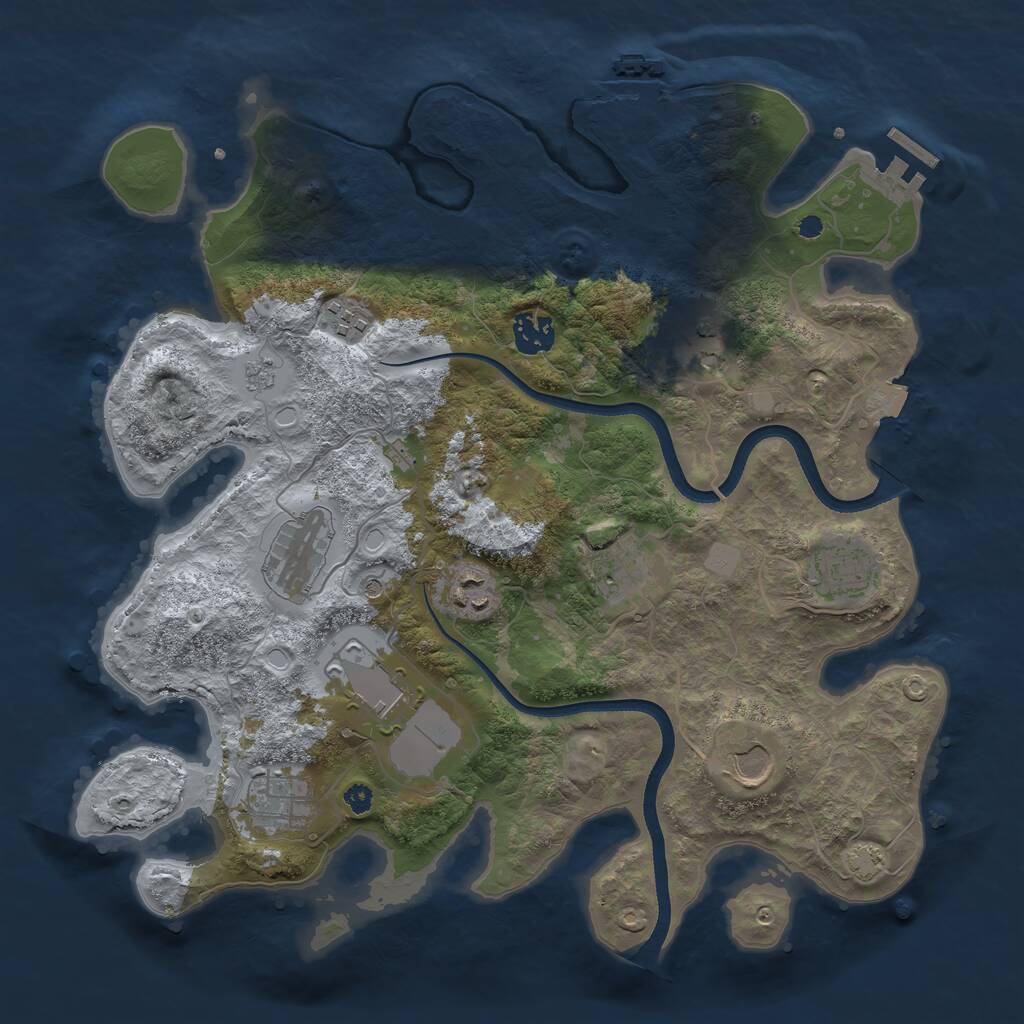Rust Map: Procedural Map, Size: 3600, Seed: 66965149, 16 Monuments