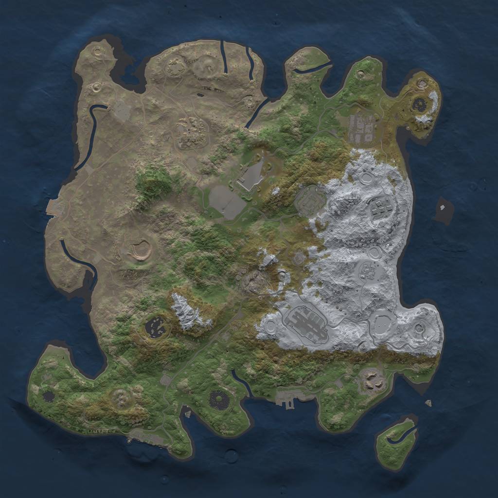 Rust Map: Procedural Map, Size: 3650, Seed: 37401229, 17 Monuments