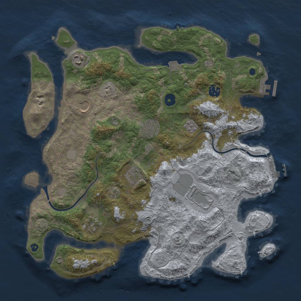 Rust Map: Procedural Map, Size: 3800, Seed: 1461458350, 14 Monuments